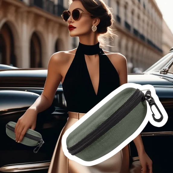 Oimcto Oxford Cloth Glasses Case A,Tech Zipper Eyeglasses Case Portable Travel Zipper Hard Box Glasses Sunglasses Case Box Protector for Men & Women Or Children