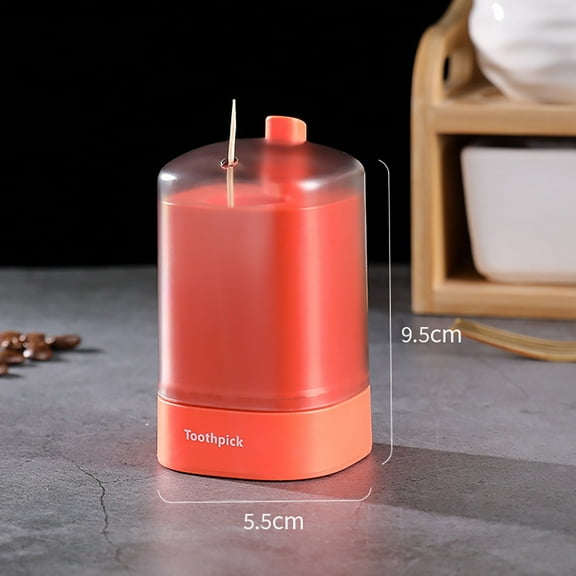 Oimcto Push-To-Pop Toothpick Holder and Toothpick Box Orange,Automatic Pop-Up Toothpick Box Holder Container Portable Toothpick Dispenser,Material：High Quality