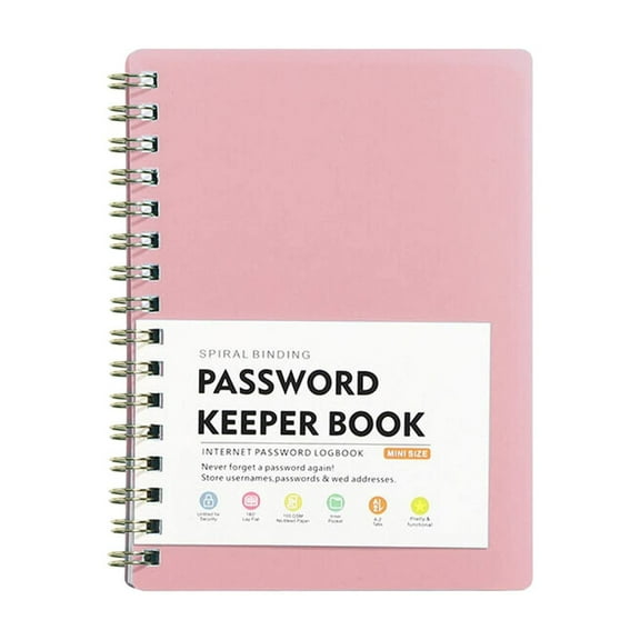Oimcto Spiral Code Book Pink,Password Book Password Book With Personal Alphabet Label Internet Address and Password Headquarters Password Log