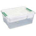 thumbnail image 1 of Oimcto Transparent Storage Box,Plastic Storage Box with Removable 4 Compartments Tray Portable Clear Storage Container with Handle for Organizing Tool Craft Bead Sewing, 1 of 5