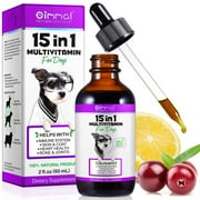 Oimmal 15 in 1 Multivitamin for Dogs, Liquid Vitamin Dietary Supplements for All Breeds Dogs with Glucosamine Help with Boost Resistance, Immune System Support (2 fl oz / 60 mL) - 1Pack Bacon Flavor