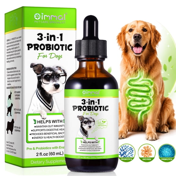 Oimmal 3-in-1 Liquid Probiotic for Dogs | Supports Digestive Health  & Gut Comfort - 60ml  (1 Pack)