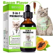 Oimmal 3-in-1 Probiotics for Cats, Liquid Pre & Probiotics with Enzymes (60ml), Support for Healthy Digestion, Bacon Flavor, Support Gut Flora Health