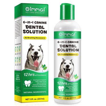 Oimmal 6-In-1 Canine Dental Water 8oz, Canine Dental Solution for Fresh Breath, Plaque & Tartar Control, No Brushing Formula
