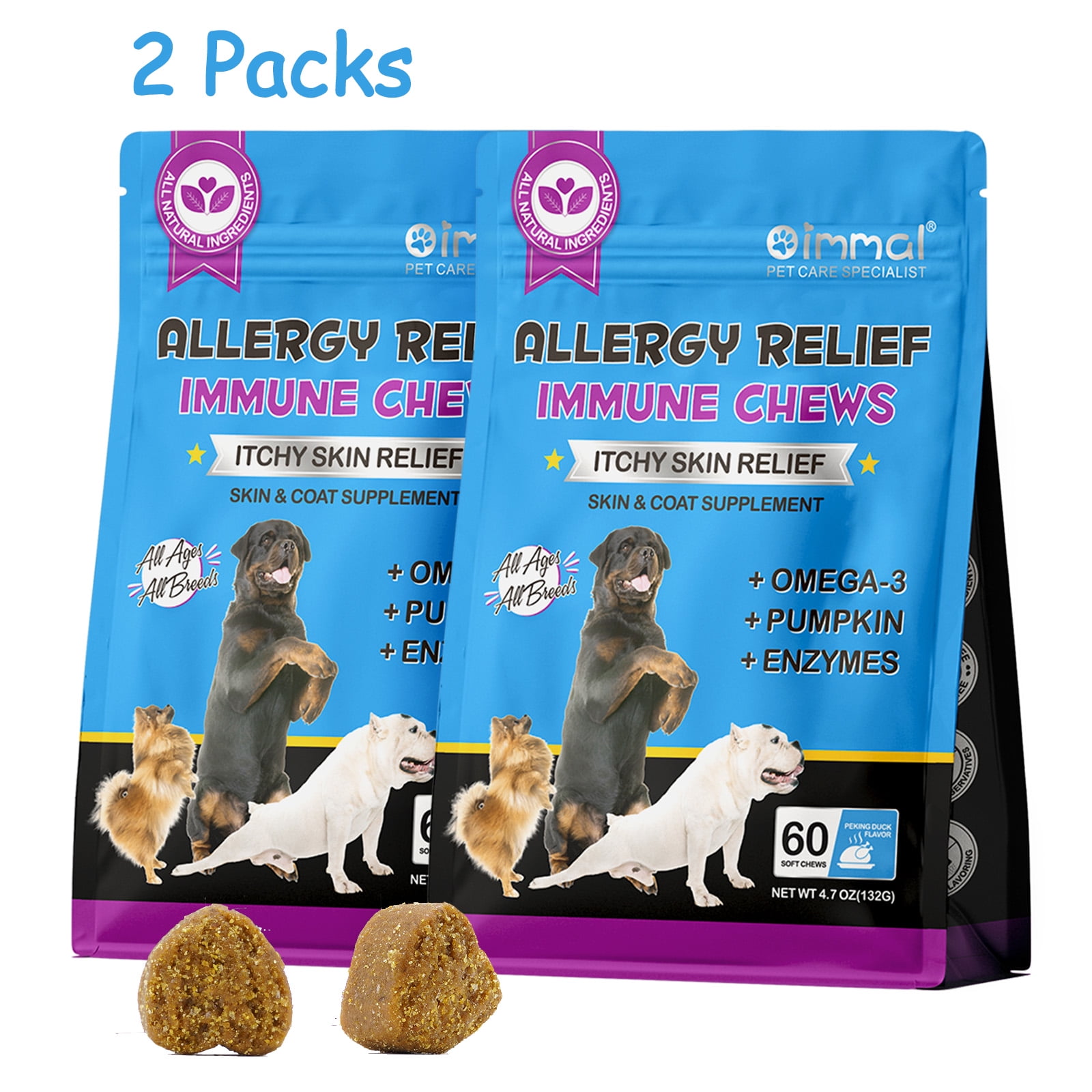 Oimmal Allergy Relief Immune Chews for Dog, AntiItch Skin & Coat