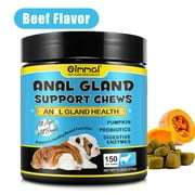 Oimmal Anal Gland Chews for Dogs, Plus Pumpkin, Digestive Enzymes, Probiotics Fiber Supplement for Dogs, 150 Soft Chews - Beef Flavor