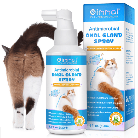 Petpya Anal Gland Spray for Cats - Gland Medicated Spray,Relieves Anal Gland Irritations and Soothes Itching, Pet Solutions Fragrance-Free Nourishing Anti-Itch Spray 4.4 fl.oz. (120ml)