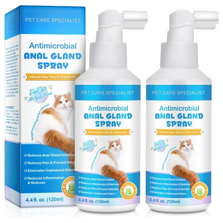 Petpya Anal Gland Spray for Cats - Gland Spray,Relieves Anal Gland Irritations and Soothes Itching, Safe & Newly Upgraded Nozzle,Pet Solutions Nourishing Anti-Itch Spray 2 Pack