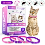 Oimmal Cat Dewormer Collar, 6*4 Months Protection, Anti-mosquitoes, 19inch Adjustable Parasite Collars, Waterproof, Natural Ingredients, 4 Collars - Gray