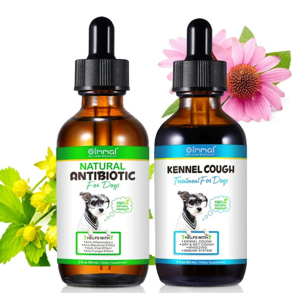 Oimmal Antibiotics for Dogs, Dog Antibiotics + Cough Supplements Set, Bacon Flavor, Natural Ingredients Anti-inflammatory