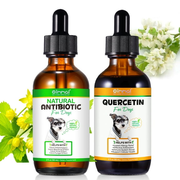 Oimmal Antibiotics for Dogs, Dog Antibiotics + Quercetin Supplements Set, Bacon Flavor, Natural Ingredients Anti-inflammatory