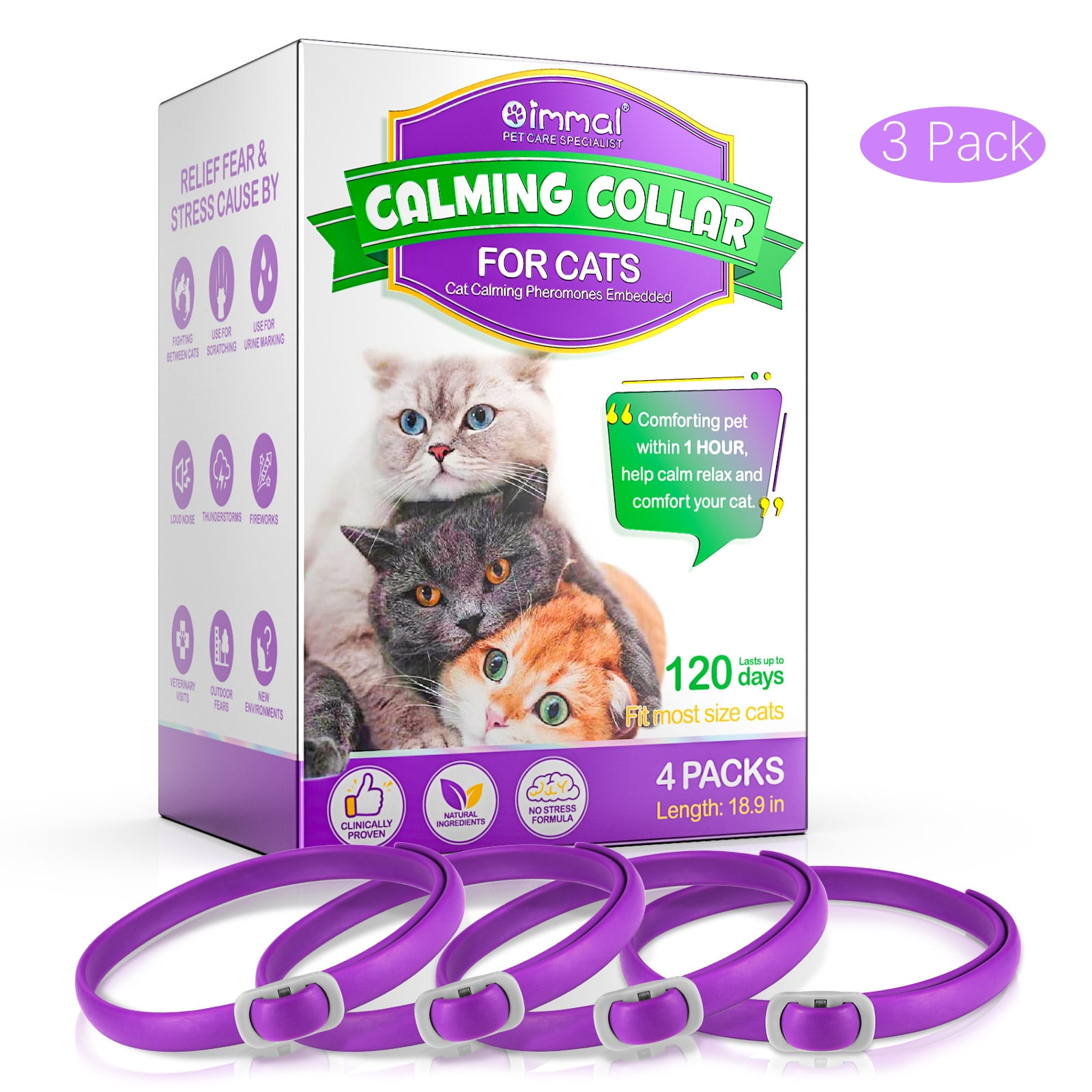 View of Oimmal Calming Collar for Cats, Cat Calming Collar, All New Calming ...