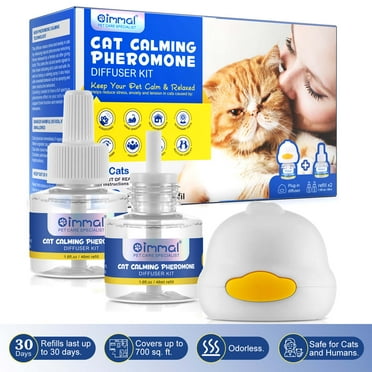 Oimmal Cat Calming Diffuser Kit (with 2 Refills),Plug-in Pheromone Calming Diffuser for Cats and Kitten,Ensures Your Cats Feel Safe and Relaxed At Home/in New Environment,60 Days Supply
