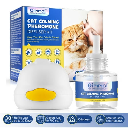 Oimmal Cat Calming Pheromone Plug Diffuser - 30 Day Starter Kit (48 ml) for Cat Anxiety Relief, Spraying & Scratching, Calming Diffuser for Cat and Kitten