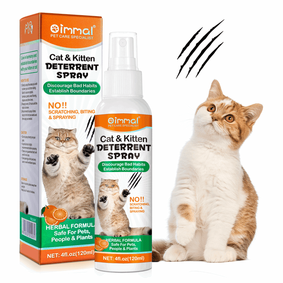 Oimmal Cat Deterrent Spray 120ml, Cat & Kitten Training Aid with Bitter, Anti Scratch Furniture Protector Establish Boundaries & Keep Cat off - 1pack