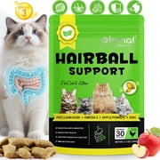 Oimmal Cat Hairball Remedy Treats, Crunchy & Creamy Chews, Cat Furball Treatment with Psyllium Husk, Supports Skin & Coat, Digestion Heath, Chicken Flavor (30-Day Supply) 100g