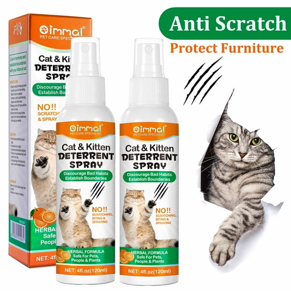 Oimmal Cat Repellent Spray 2 Pack, Cat Deterrant, Anti Scratch Bite, Protect Furniture Sofa Carpets Wood Flooring, Cat Behavior Training Spray