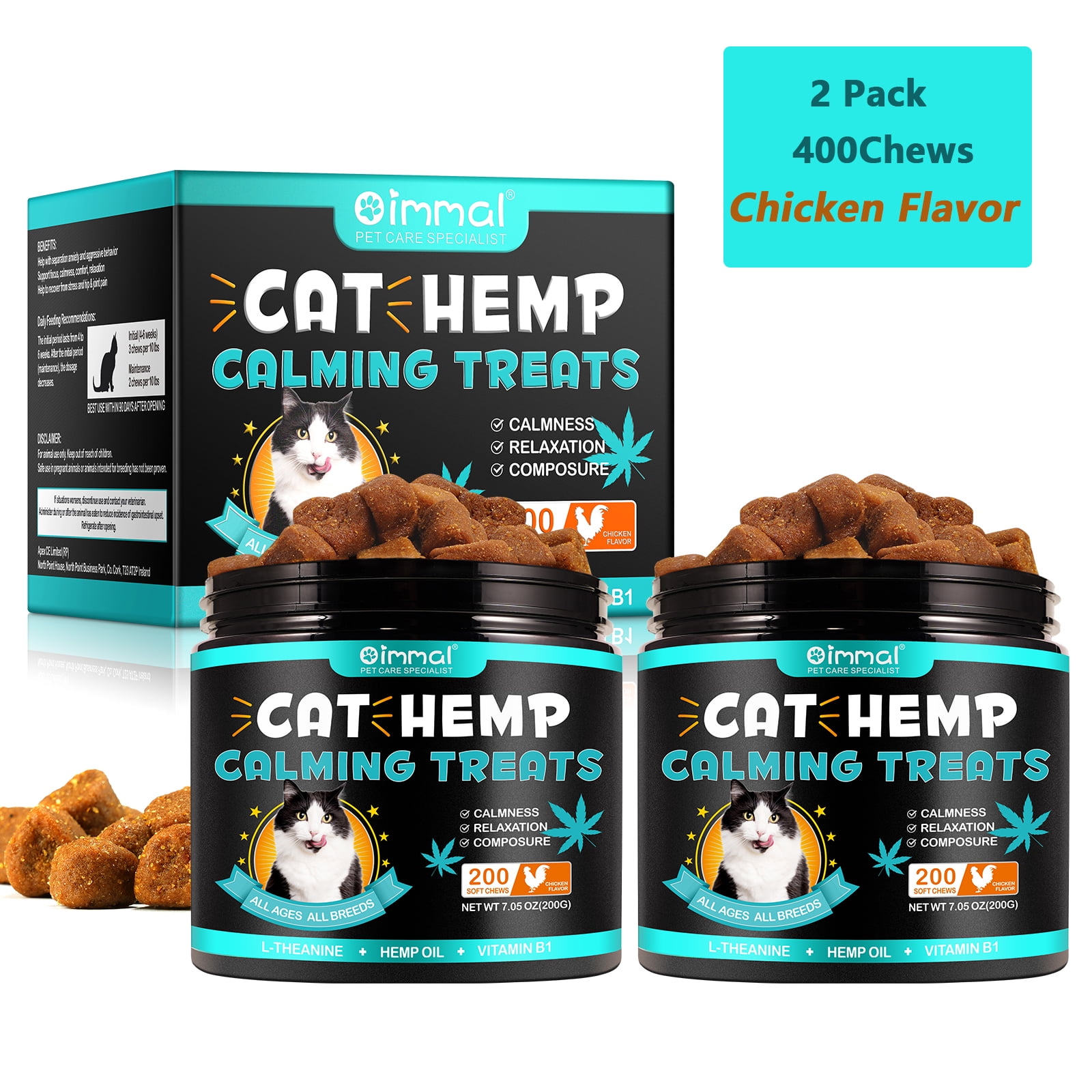 Oimmal Cat Chews,Calming Chews for Cats,Cat Anxiety and Calming Relief
