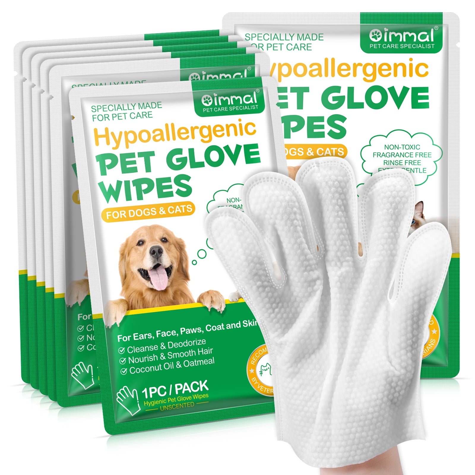 Oimmal Cleaning Glove for Dog and Cat, Wipes Gloves for Dog and Cat Fur