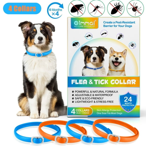 Oimmal Comfort & Protection Dog Collar, 24 Months, Soft & Comfortable, Adjustable 19inch (4 Collars - Blue & Orange)