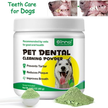 Oimmal Dental Health Powder for Dogs, Dog Oral Care Dental Care Powder with Probiotics, Dog Teeth Cleaning, Fresh Breath, Plaque, Tartar - 80g