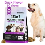 Oimmal Dog 15 in 1 Multivitamin Supplements - 60 Soft Chews, Immunity, Joint and Heart Health Support - Natural Dog Vitamins with Msm, Cranberry, Glucosamine for Dogs - 1Pack