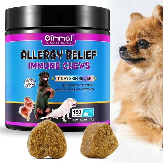 Oimmal Dog Allergy Relief Dog Allergy Chews 150 Soft Chews Itch
