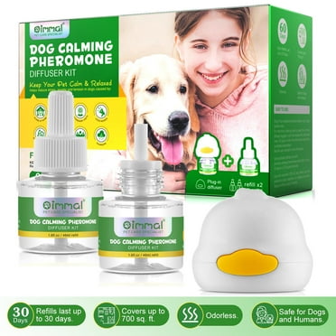 Oimmal Dog Calming Diffuser Kit (with 2 Refills),Plug-in Pheromone Calming Diffuser for Dogs,Help Reduce Stress Anxiety & Tension in Separation-Thunder-Loud Noise,60 Days Supply