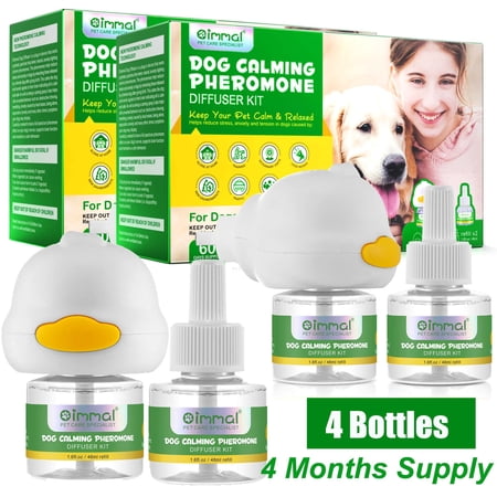 Oimmal Dog Calming Diffuser Kit (with 4 Refills),Plug-in Pheromone Calming Diffuser for Dogs,Help Reduce Stress Anxiety & Tension in Separation-Thunder-Loud Noise,120 Days Supply