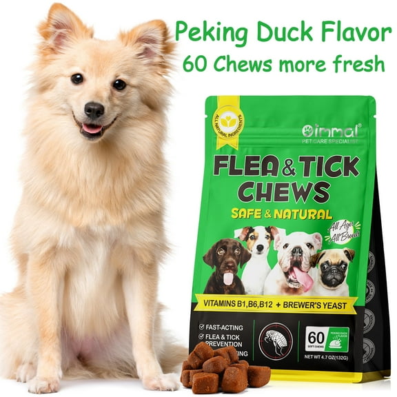 Oimmal Dog Digestive Care Chew Treats - 60 Soft Chews with Brewer's Yeast - Support for Dogs - for All Breeds and Ages - Peking Duck Flavor
