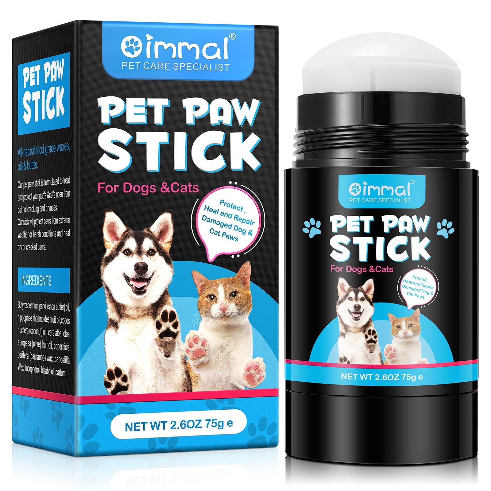 Oimmal Dog Paw Balm Stick, Moisturizer & Protection for Pet Feet & Foot