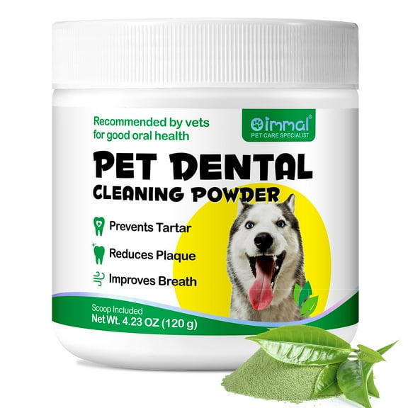 Oimmal Dog Teeth Cleaner Powder, Reduces Plaque, Prevents Tartar, Improves Breath, for All Dogs Breeds, 120g