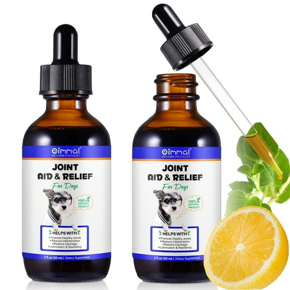 Oimmal Dogs Joint Aid and Relief Drops, Chondroitin & Glucosamine Supplement, for Dogs Joint Health, 4 Oz - Bacon Flavor