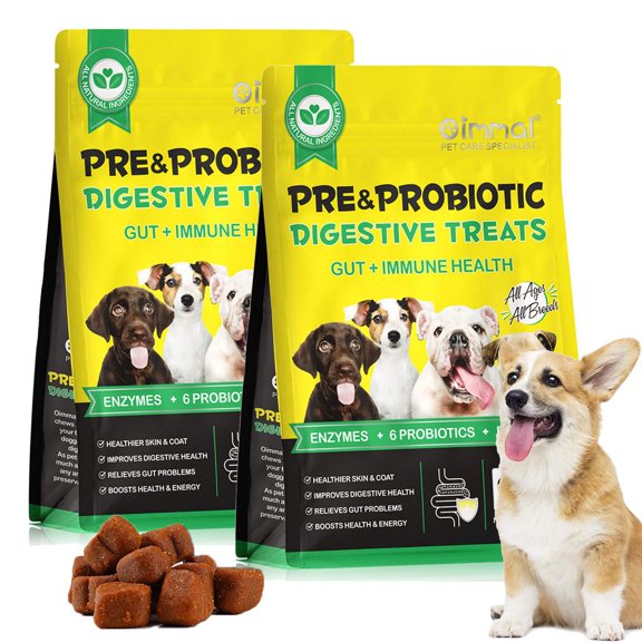 Image showcasing Oimmal Dog Probiotics Chews with Digestive Enzymes for Gut Health and ...