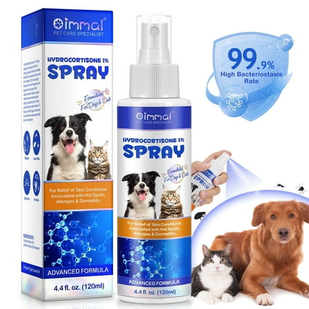 Oimmal Hydrocortisone Spray for Dogs, Cats - Itch Relief Spray, Irritated Dry Itchy Skin, Allergies, and Dermatitis - Reduces Topical Inflammation - 4 oz