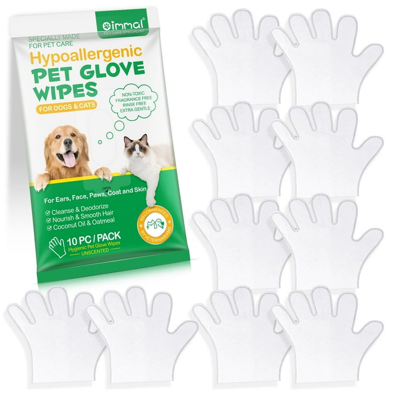Oimmal Hypoallergenic Pet Glove Wipes,Cleaning Deodorizing Pet