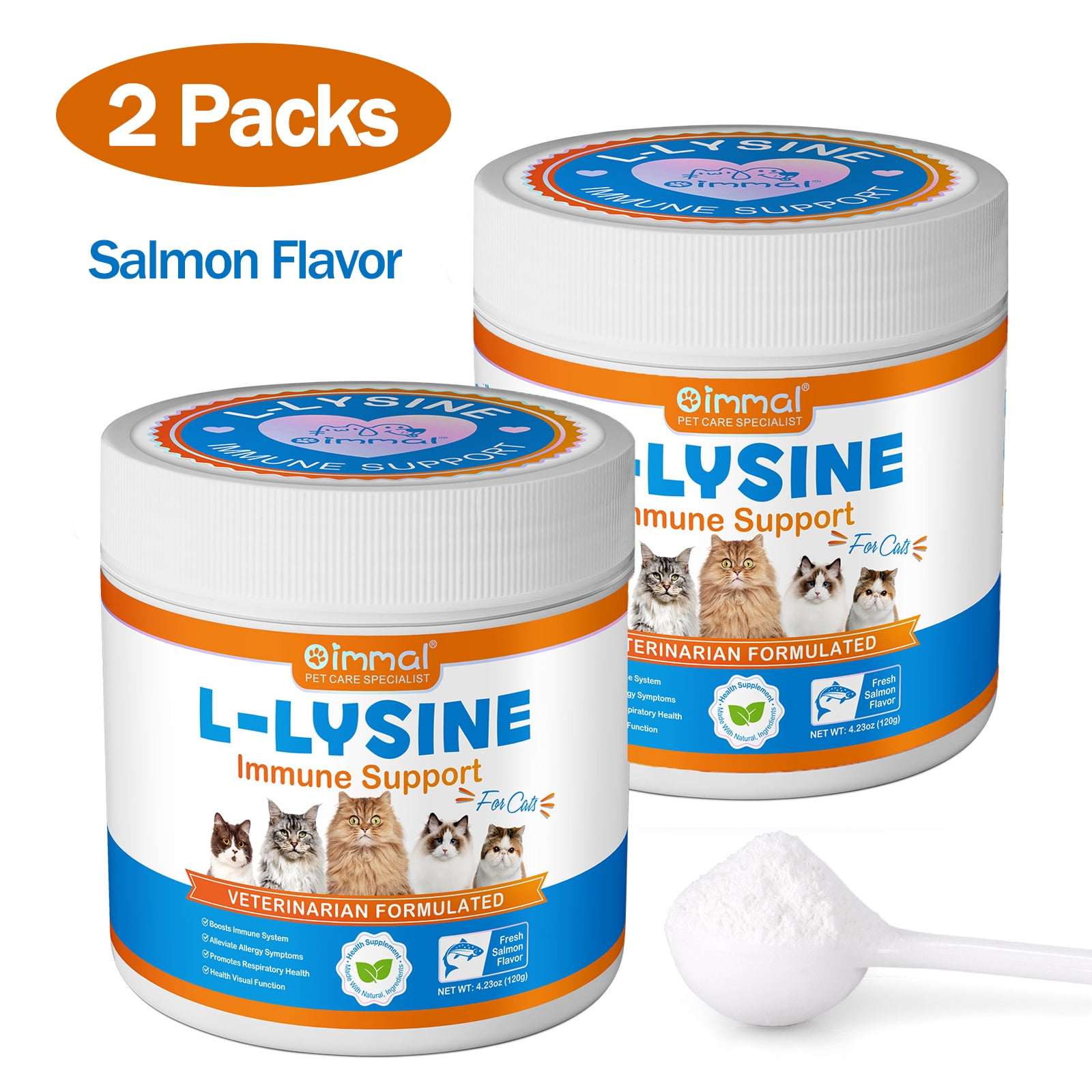 Oimmal L-Lysine for Cats Supplement Powder, Supports Cats Immune System ...