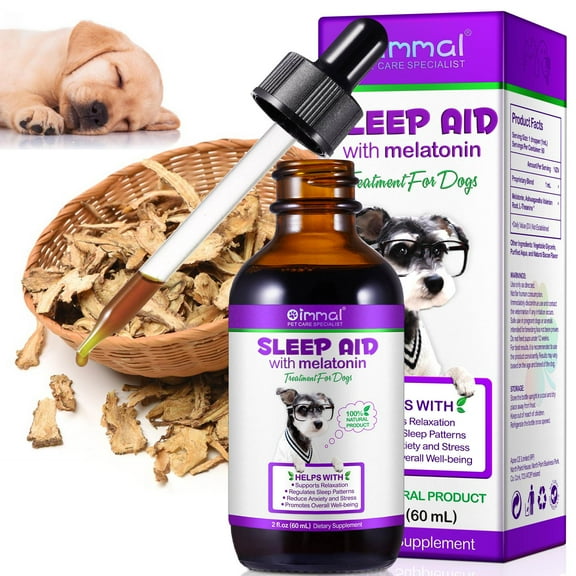 Oimmal Melatonin for Dogs - Dog Sleep Aid Drops - Promotes Healthy, Restful Sleep for Dog, Cortisol Balance, Natural Relaxant, Sleep Support - Liquid Supplement 2 oz (60 ml) Bacon Flavor