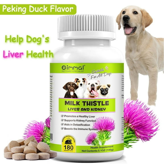 Oimmal Milk Thistle for Dogs 180 Chewable Tablets - Liver Support Supplement with DHA and EHA - Dogs Liver Protection & Defence, Kidney Cleanse Detox - 1pack