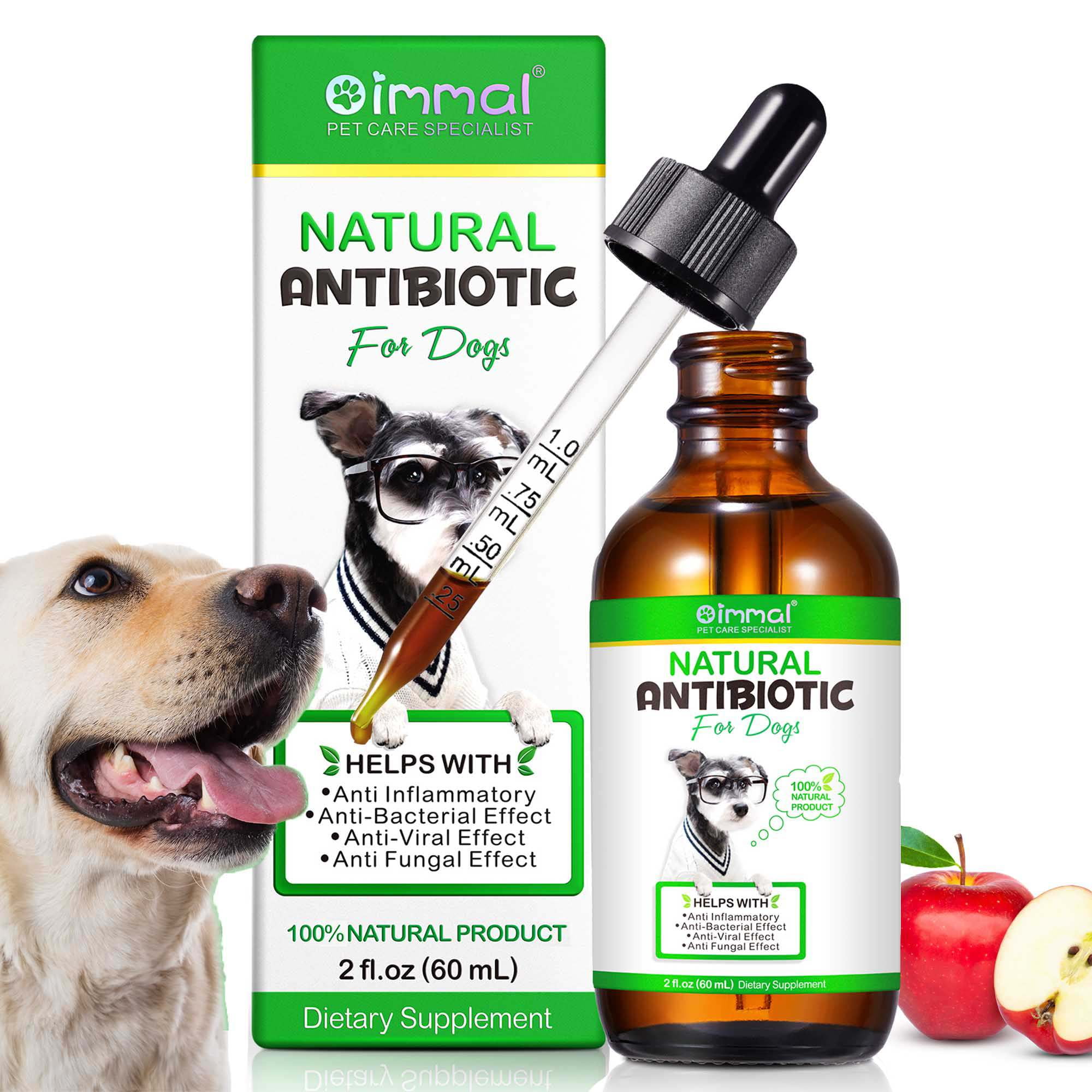 Oimmal Natural Antibiotic for Dog 60ml,Anti InflammatoryStrong Effect