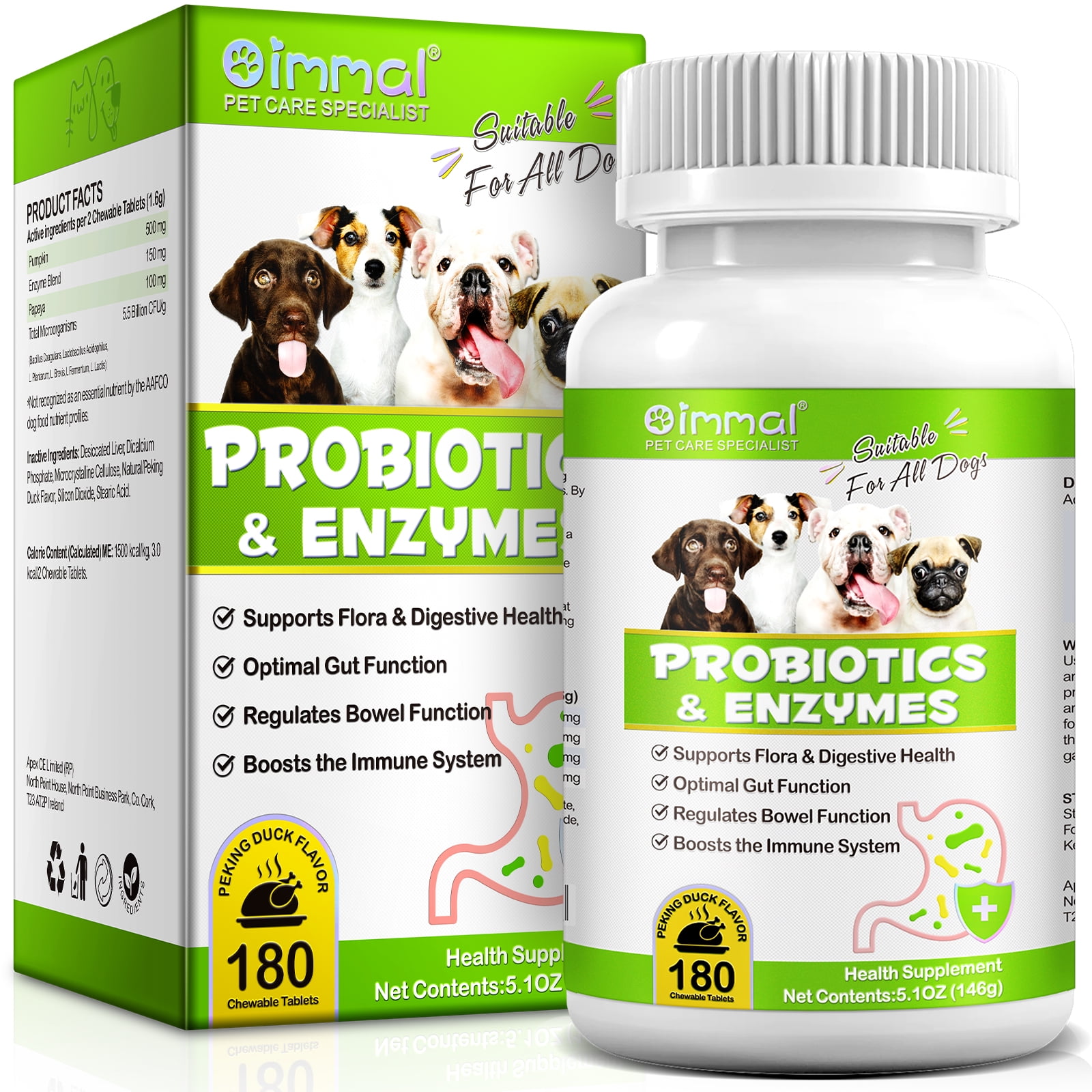 Oimmal Naturvet Probiotics and Enzymes for Dogs, Probiotic Supplement