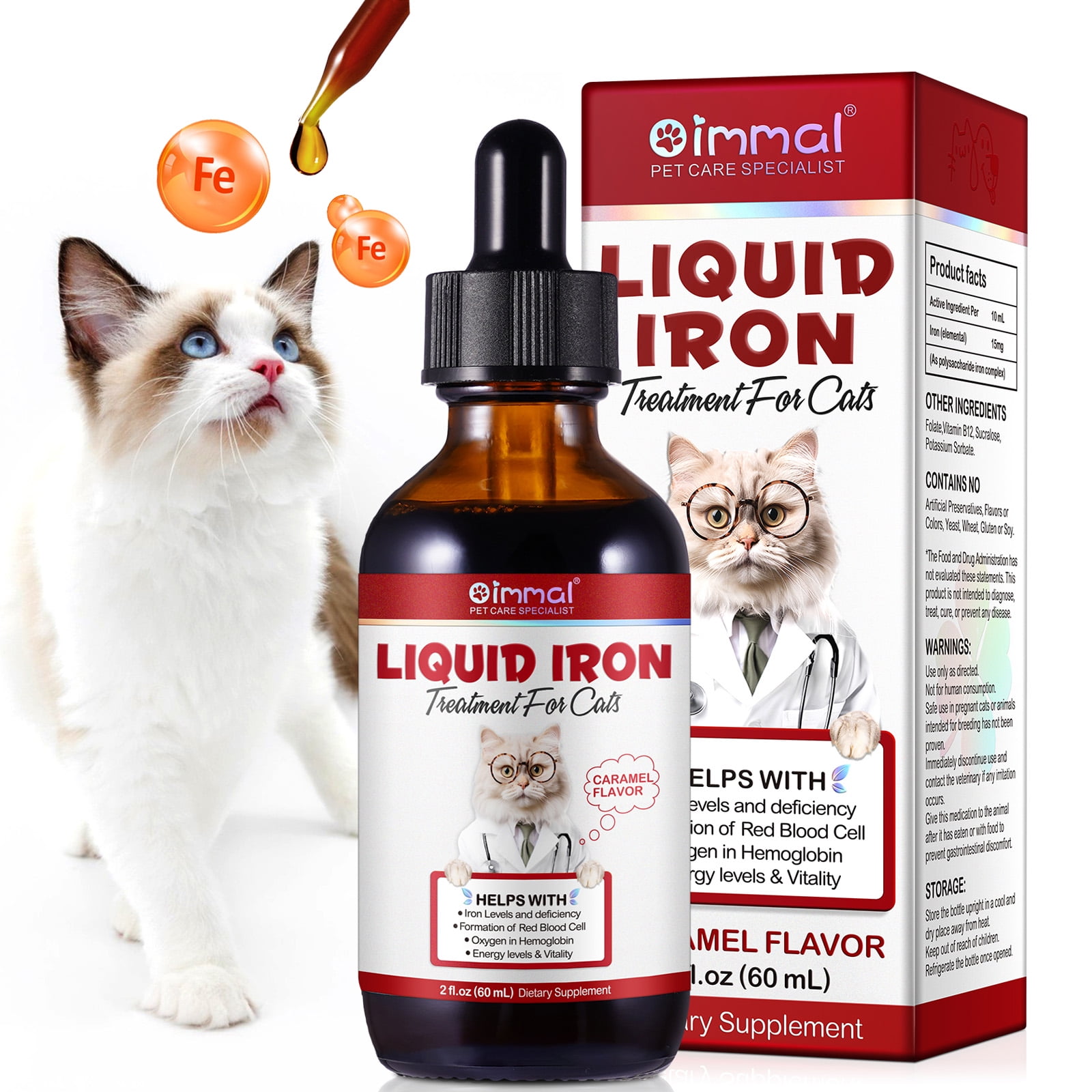 Oimmal Polysaccharide Iron Supplement for Cats, Liquid Iron Dietary