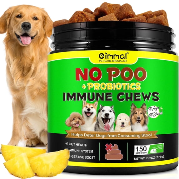 Oimmal No Poo Eating for Dogs 150 Chew,Coprophagia Stool Eating Deterrent,Probiotics+Enzymes+Bromelain,Support Gut Health-Immune System-Digestive Boost-Nutrient Absorption