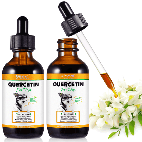 Oimmal Quercetin Drops for Dogs, Dog's Dietary Supplement for Immunity Support, Natural Allergy Relief Supplement for Dogs - 2 fl.oz(60 ml)- 2Pack