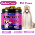 thumbnail image 1 of Oimmal Skin & Coat Supplement for Dog, 150 Omega 3 Treats with Salmon Oil & Vitamins, Healthy Skin & Coat, Dry & Itchy Skin Relief + Allergy Support - Chicken Flavor, 1 of 11