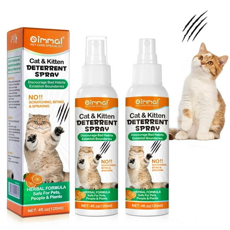 Oimmal Stop The Scratch Cat Spray Deterrent for Kittens and Cats - Non-Toxic, Safe for Plants, Furniture, Floors and More Cat Deterrent Spray with Rosemary Oil, 8 fl oz, Pack of 2