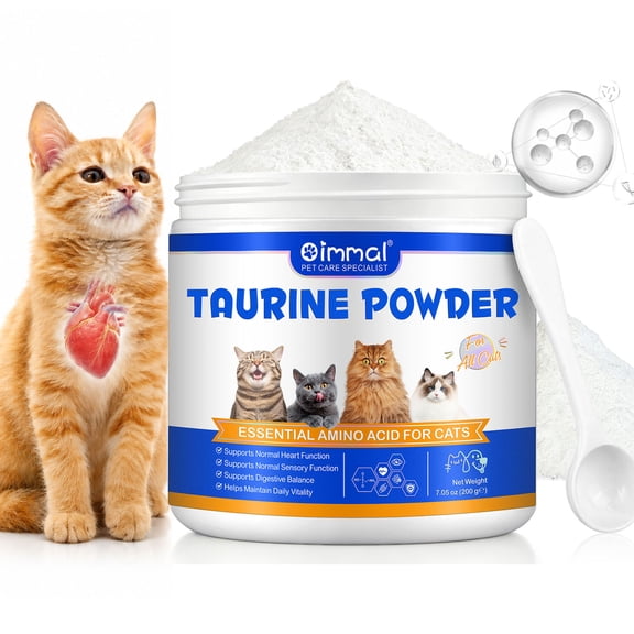 Oimmal Taurine Powder for Cats, 7.05 oz (200 g), Essential Amino Acid Supplement, Helps Support Normal Heart Function & Digestive Balance, Easy to Mix, No Artificial Additives