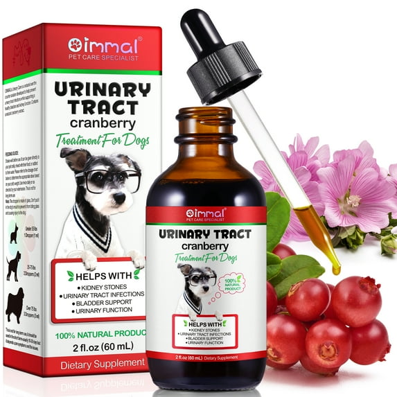 Oimmal Urinary Tract Infection Drops for Dog | Natural Cranberry, Kidney + Bladder Support Supplement Dog Renal Health & Care (2 fl oz) - 1Pack