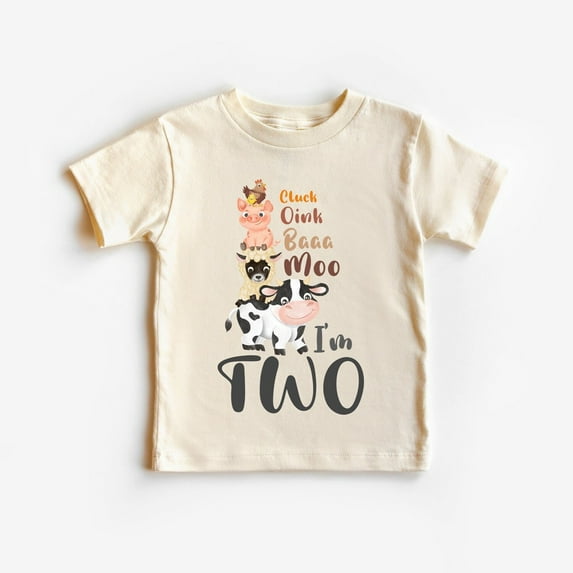 Oink Bah Moo I'M Two Shirt, Barn Animal Birthday T-Shirt, Turning 2 Birthday Shirt, I'M Two Tee, Farm Theme Party, TODDLER SHORT SLEEVE TEE BELLA CANVAS 3001T