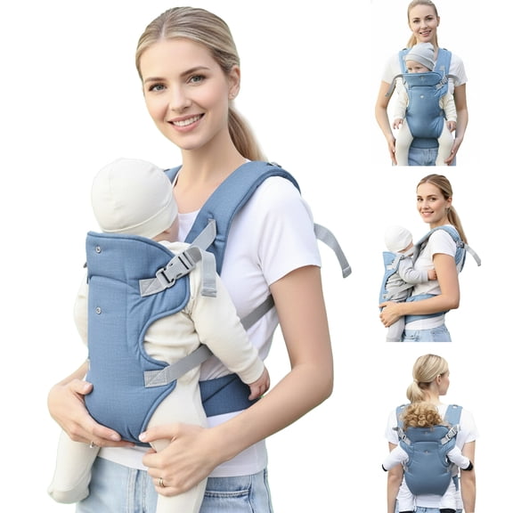 Oioane Baby Carrier Newborn to Toddler, Adjustable, Convertible, and Safe Baby Wrap Carrier, Blue